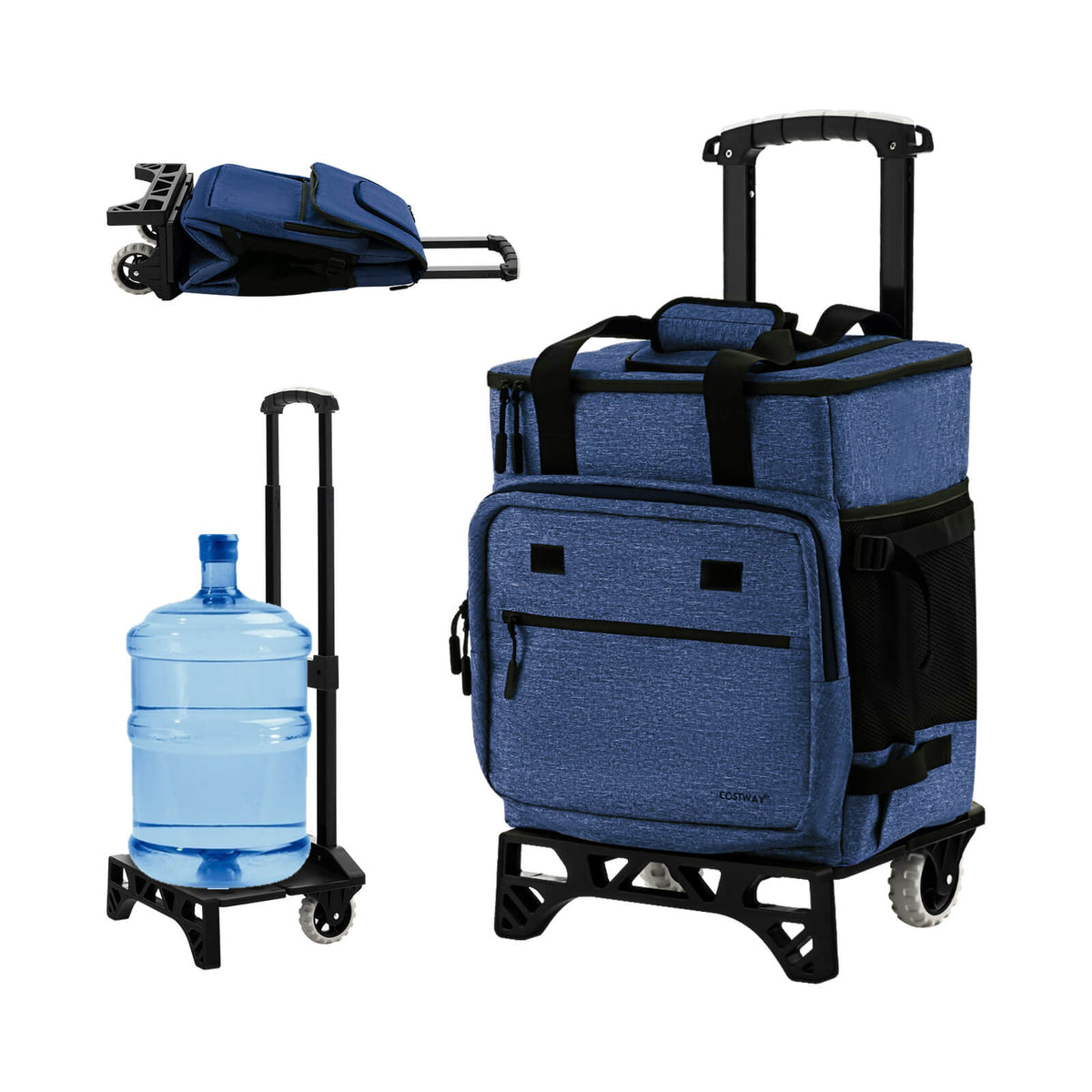 50-Can Large Leakproof Rolling Cooler with Detachable Bottom Plate-Dark Blue-Coolers-DECOROLALA