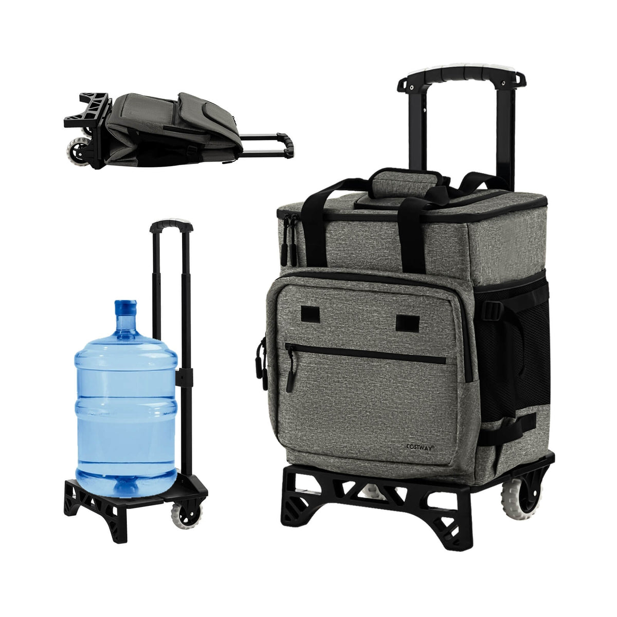 50-Can Large Leakproof Rolling Cooler with Detachable Bottom Plate-Gray-Coolers-DECOROLALA