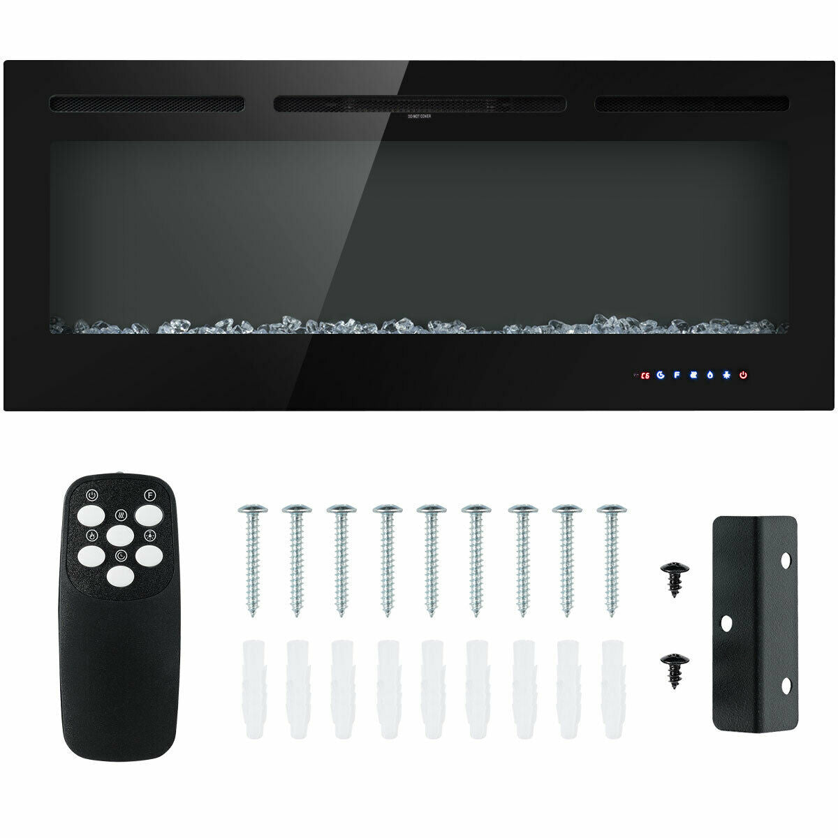 50 Inch Recessed Electric Insert Wall Mounted Fireplace with Adjustable Brightness-Fireplaces-DECOROLALA