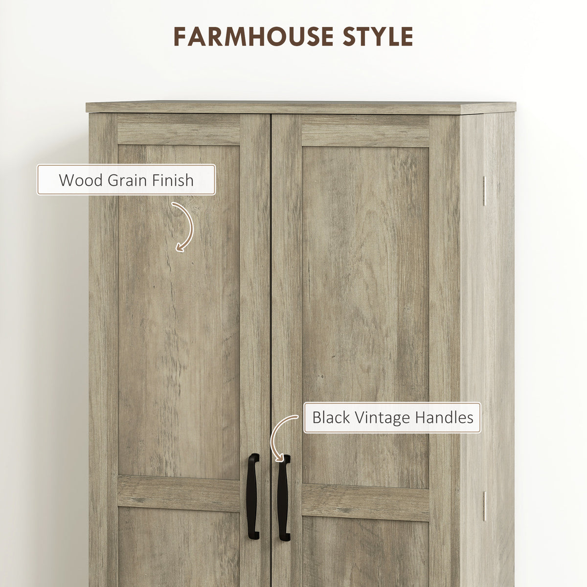 50" Farmhouse Kitchen Pantry Cabinet - Distressed Grey-Home Furnishings > Storage & Organization > Kitchen Pantry Cabinets-DECOROLALA