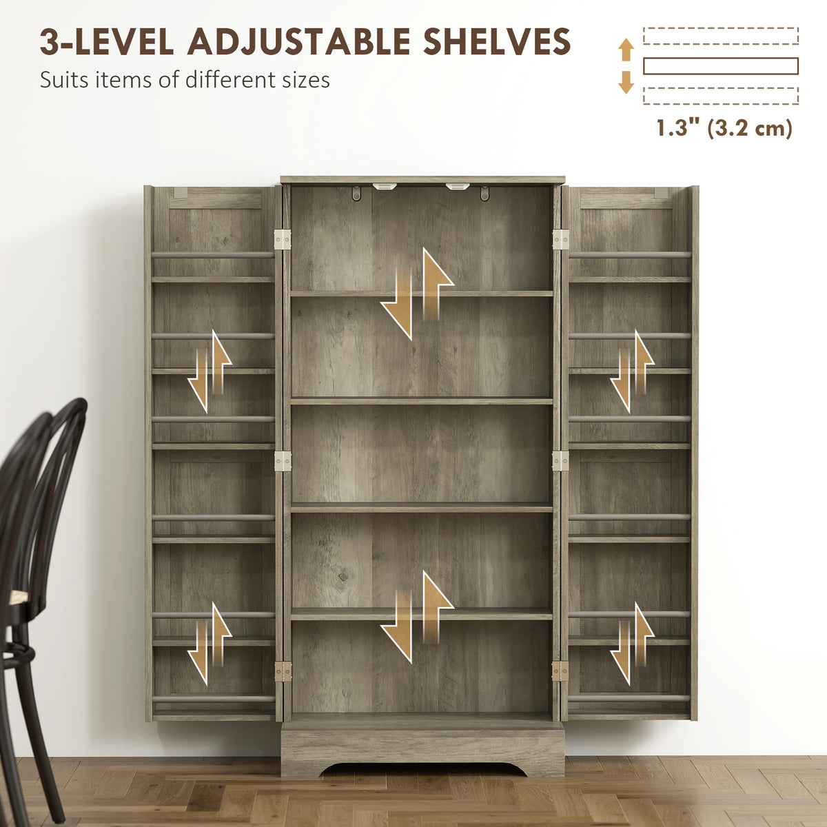 50" Farmhouse Kitchen Pantry Cabinet - Distressed Grey-Home Furnishings > Storage & Organization > Kitchen Pantry Cabinets-DECOROLALA