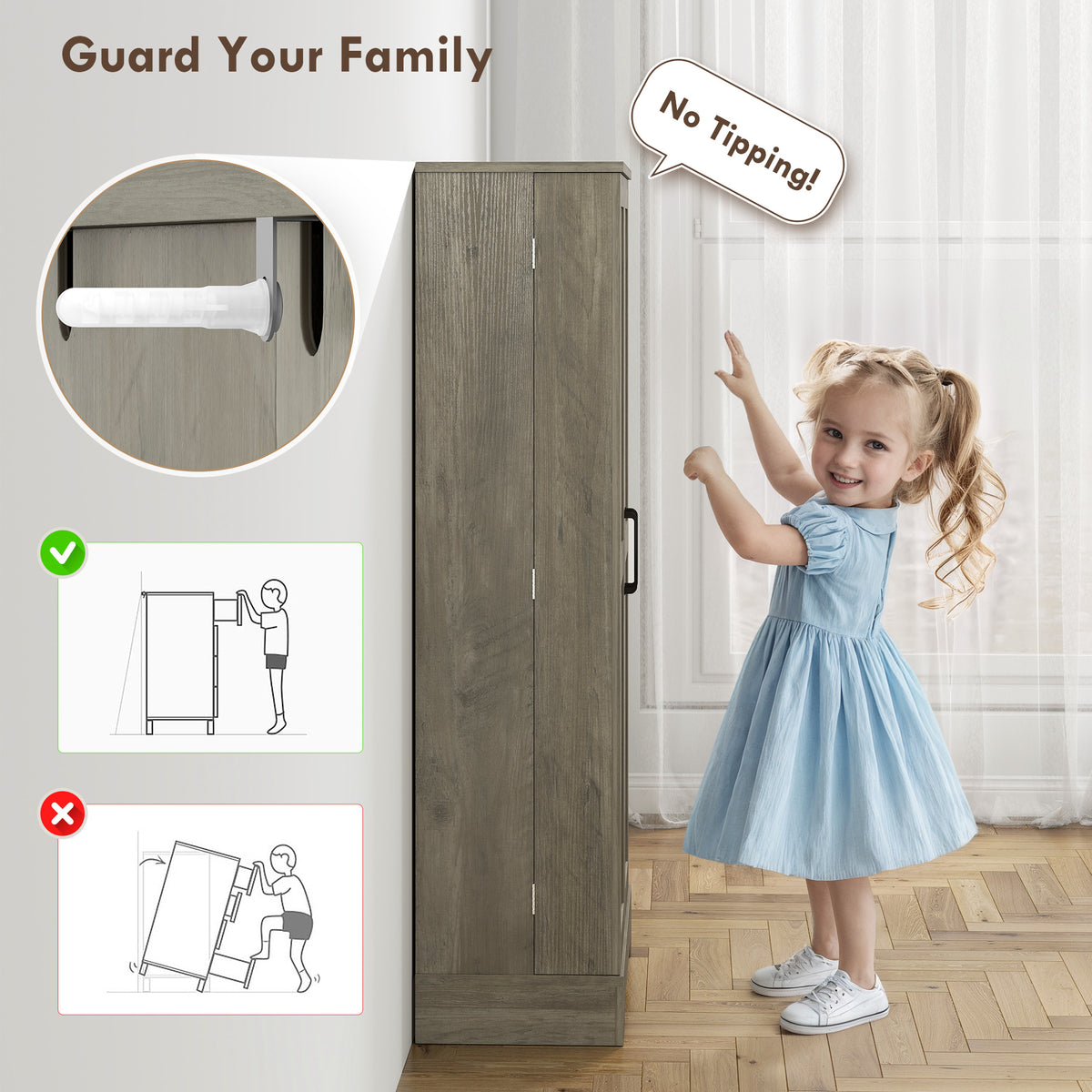 50" Farmhouse Kitchen Pantry Cabinet - Distressed Grey-Home Furnishings > Storage & Organization > Kitchen Pantry Cabinets-DECOROLALA
