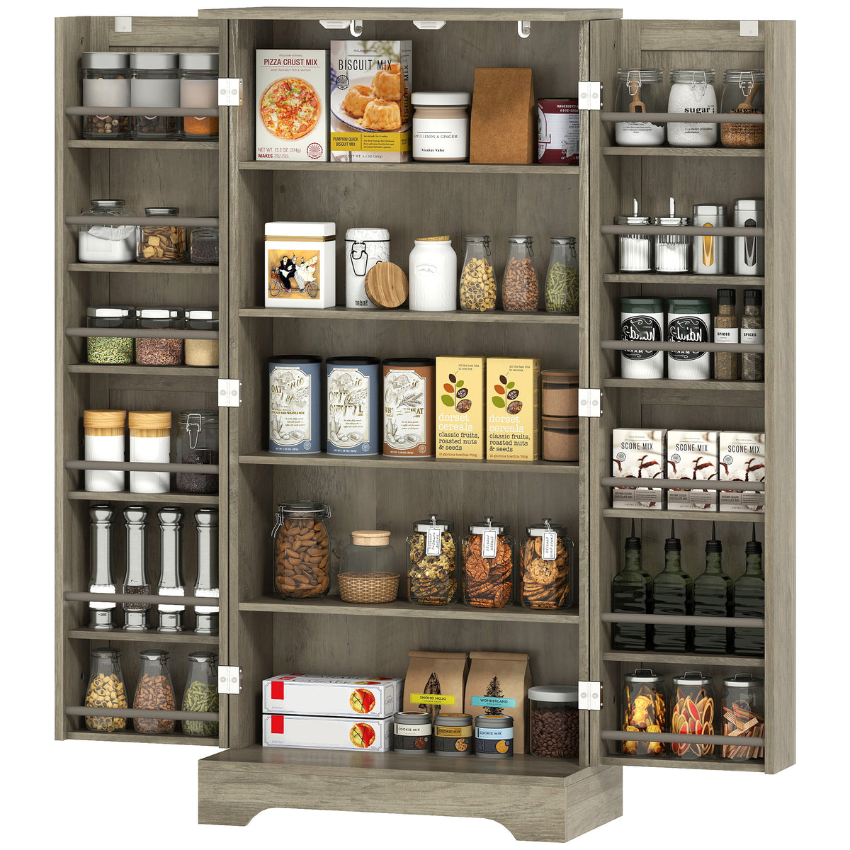 50" Farmhouse Kitchen Pantry Cabinet - Distressed Grey-Home Furnishings > Storage & Organization > Kitchen Pantry Cabinets-DECOROLALA