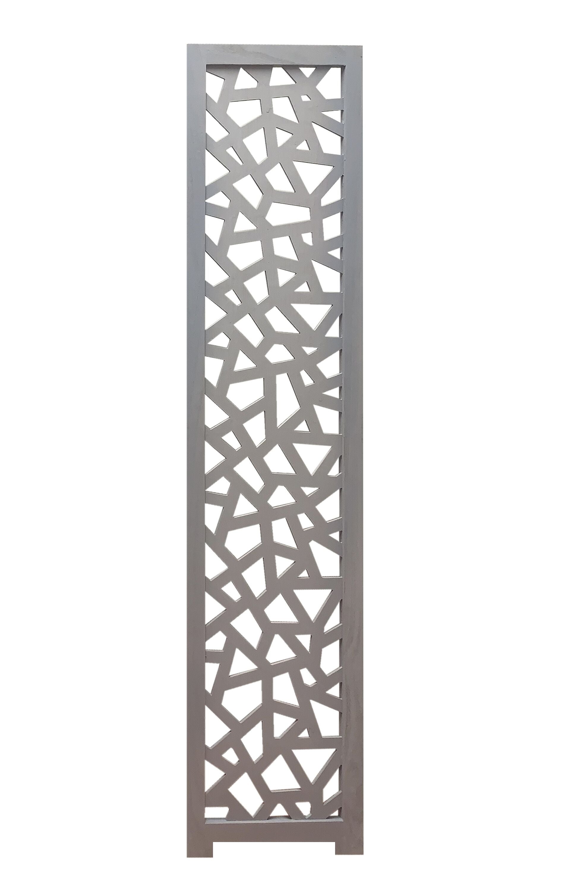 50" Gray Solid Wood Folding Three Panel Screen Room Divider-Room Dividers-DECOROLALA