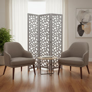 50" Gray Solid Wood Folding Three Panel Screen Room Divider-Room Dividers-DECOROLALA