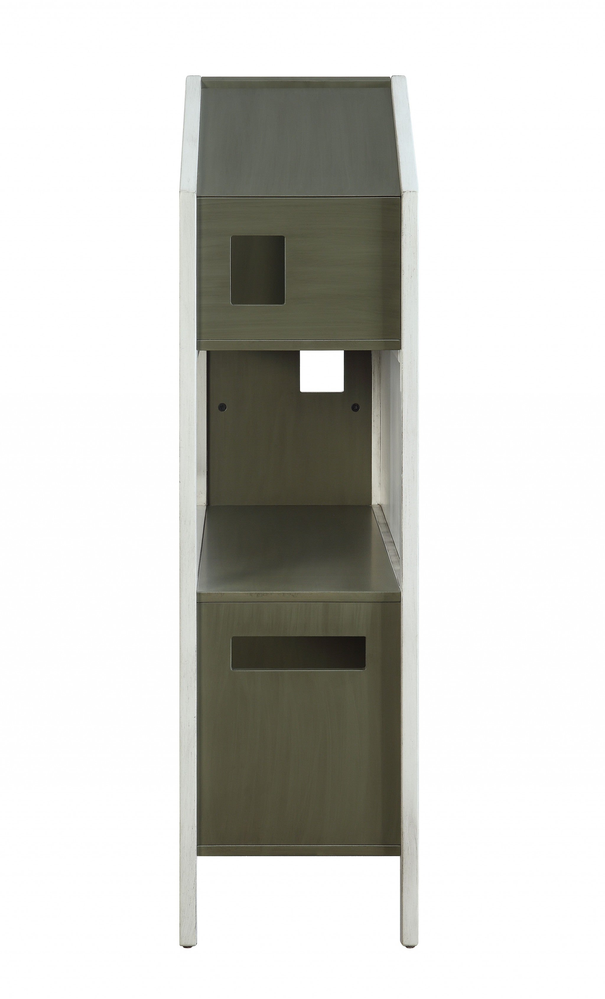 50" Gray Solid and Manufactured Wood and Solid Wood Three Tier Double Bookcase-Bookcases-DECOROLALA