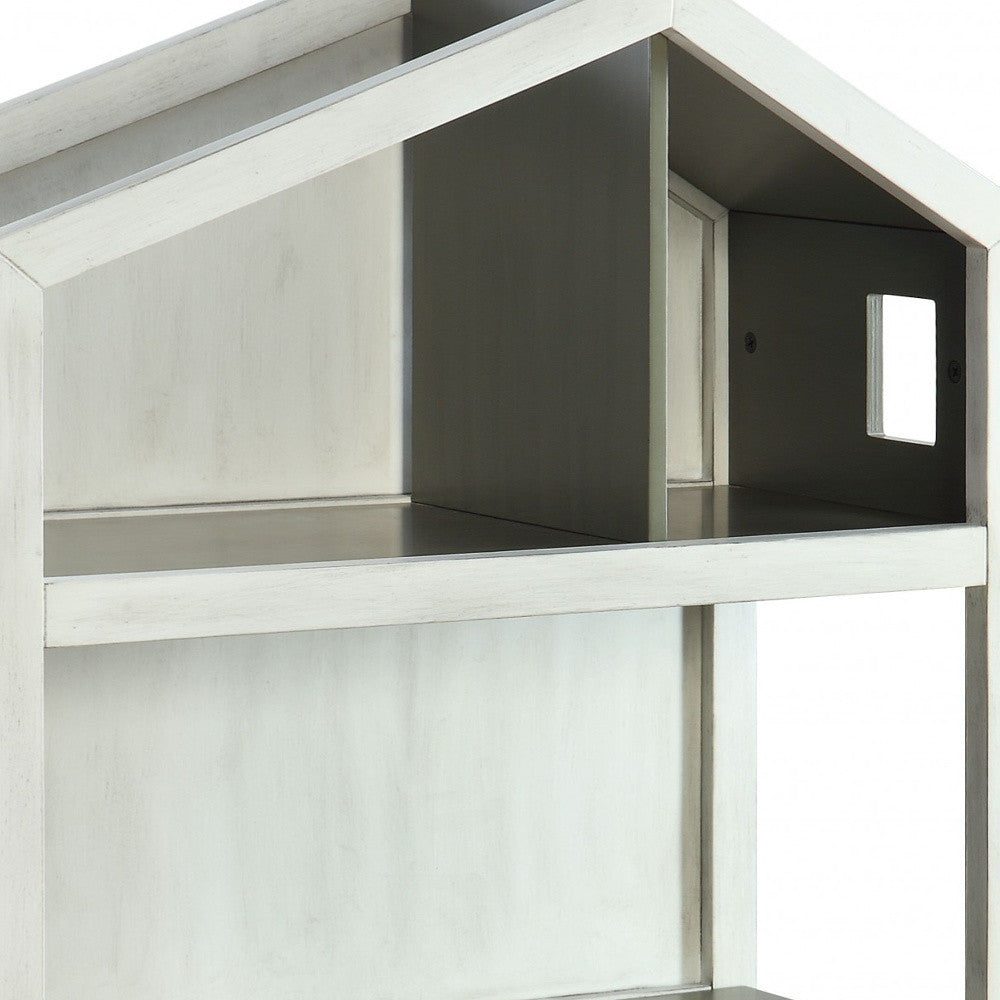 50" Gray Solid and Manufactured Wood and Solid Wood Three Tier Double Bookcase-Bookcases-DECOROLALA