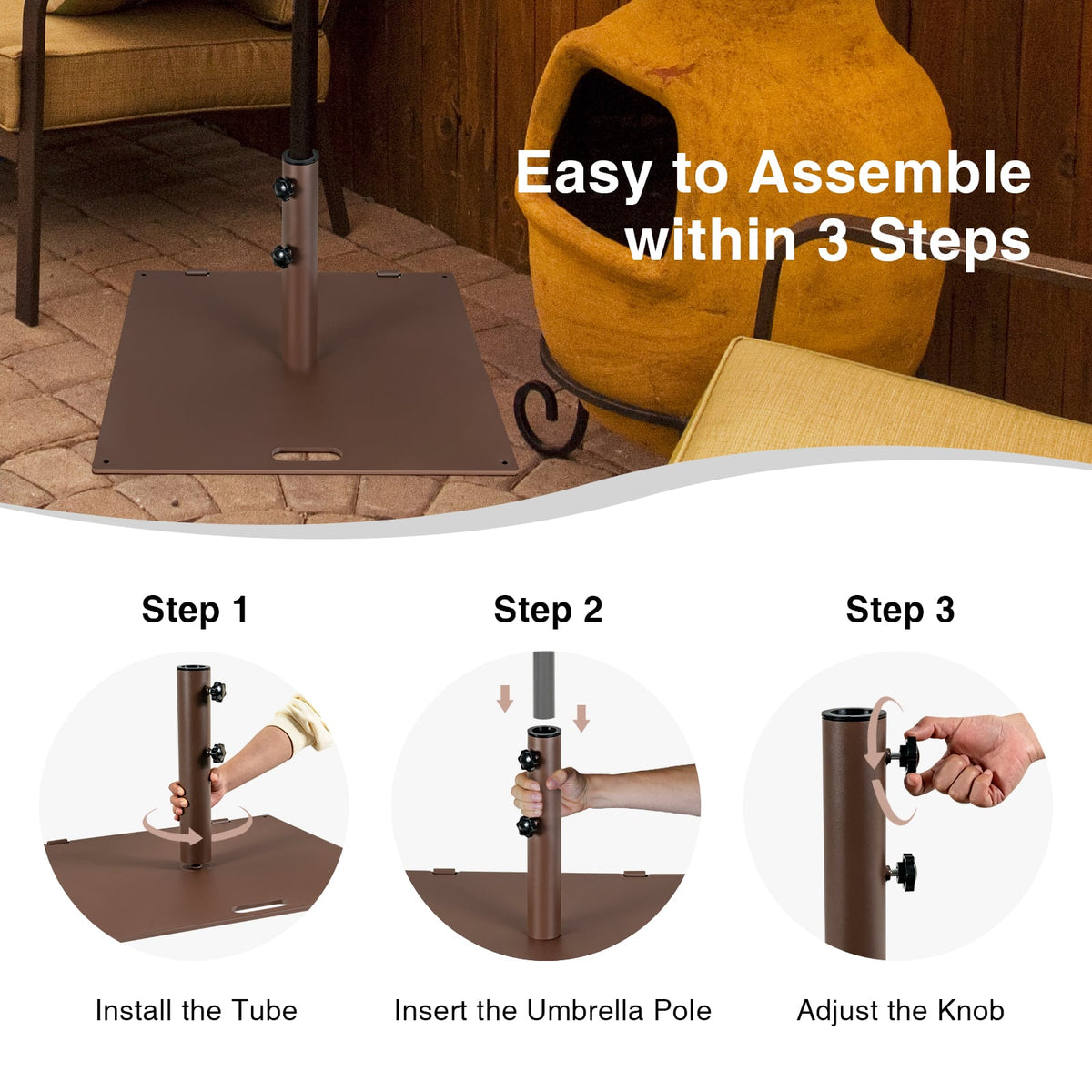 50 LBS Weighted 24 Inch Square Patio Umbrella Base-Outdoor Umbrella Bases-DECOROLALA