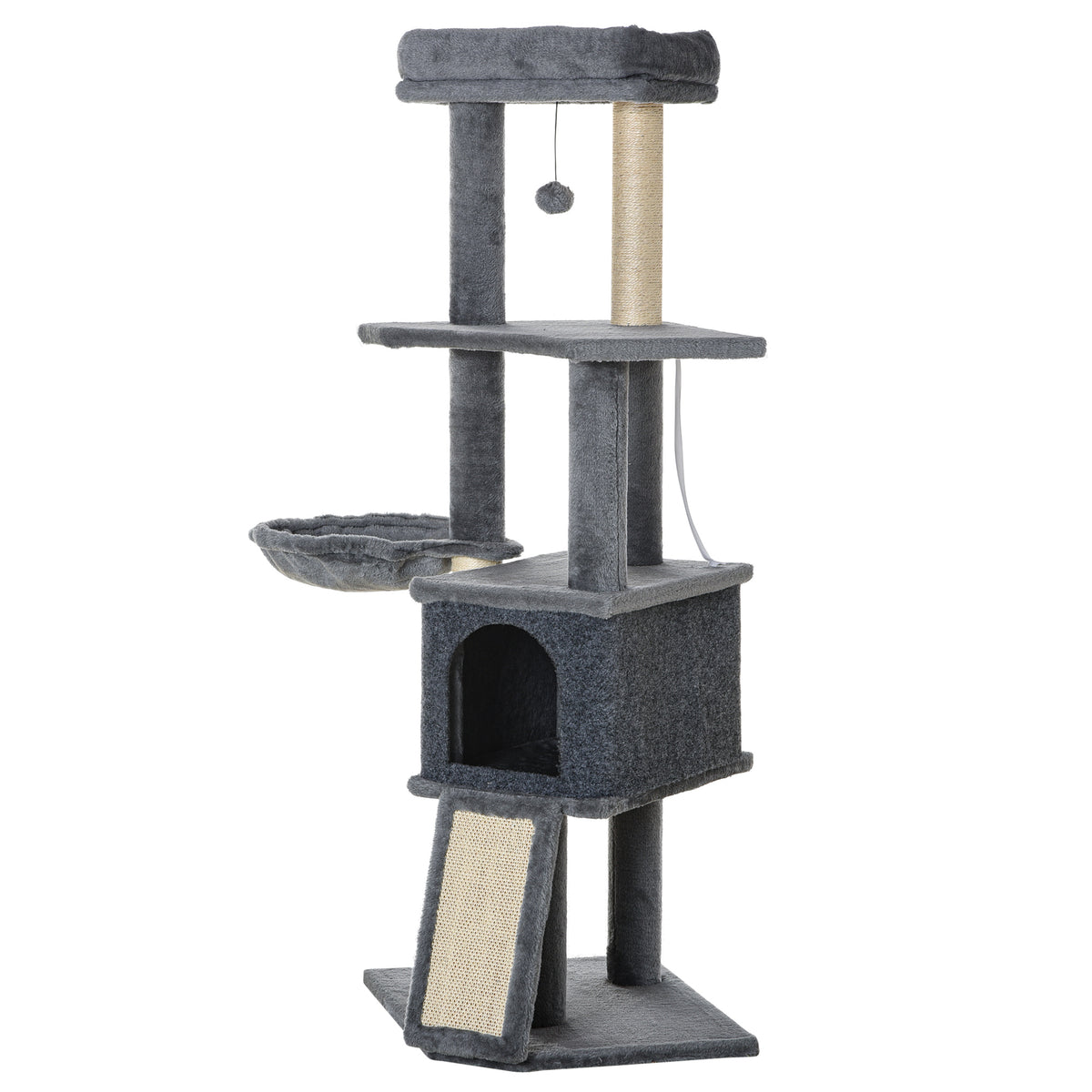 50" Multi-Level Cat Tree with Sisal Scratching Posts - Grey-Cats-DECOROLALA