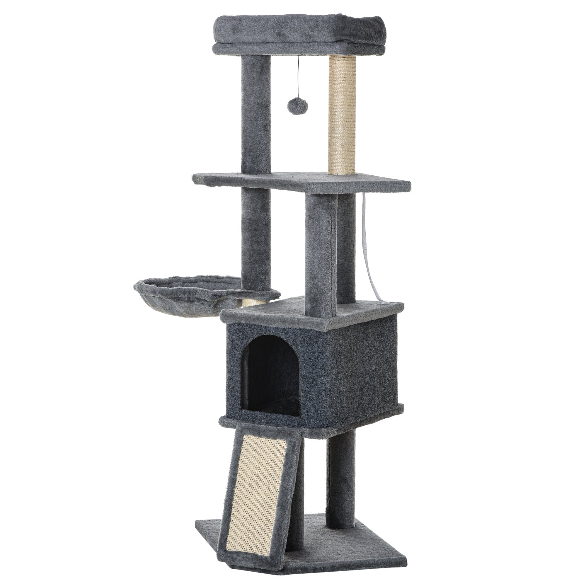 50" Multi-Level Cat Tree with Sisal Scratching Posts - Grey-Cats-DECOROLALA