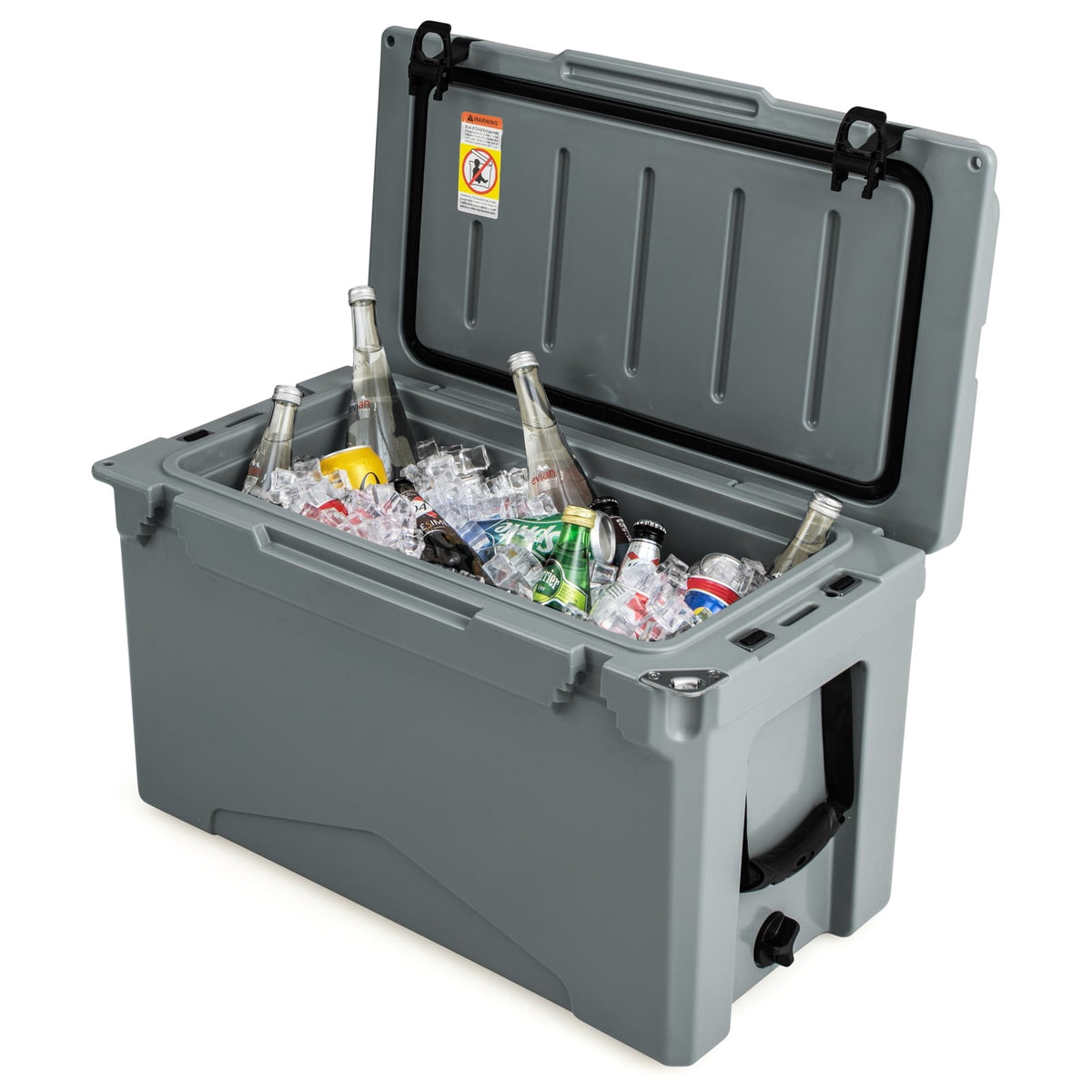 50 QT Rotomolded Cooler Insulated Portable Ice Chest with Integrated Cup Holders-Gray-Coolers-DECOROLALA