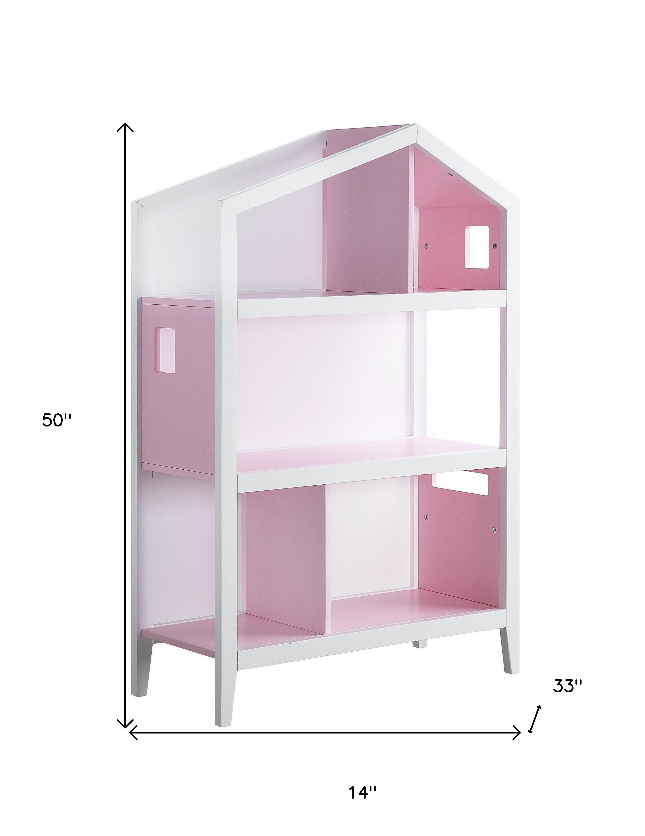 50" White Solid and Manufactured Wood and Solid Wood Three Tier Double Bookcase-Bookcases-DECOROLALA