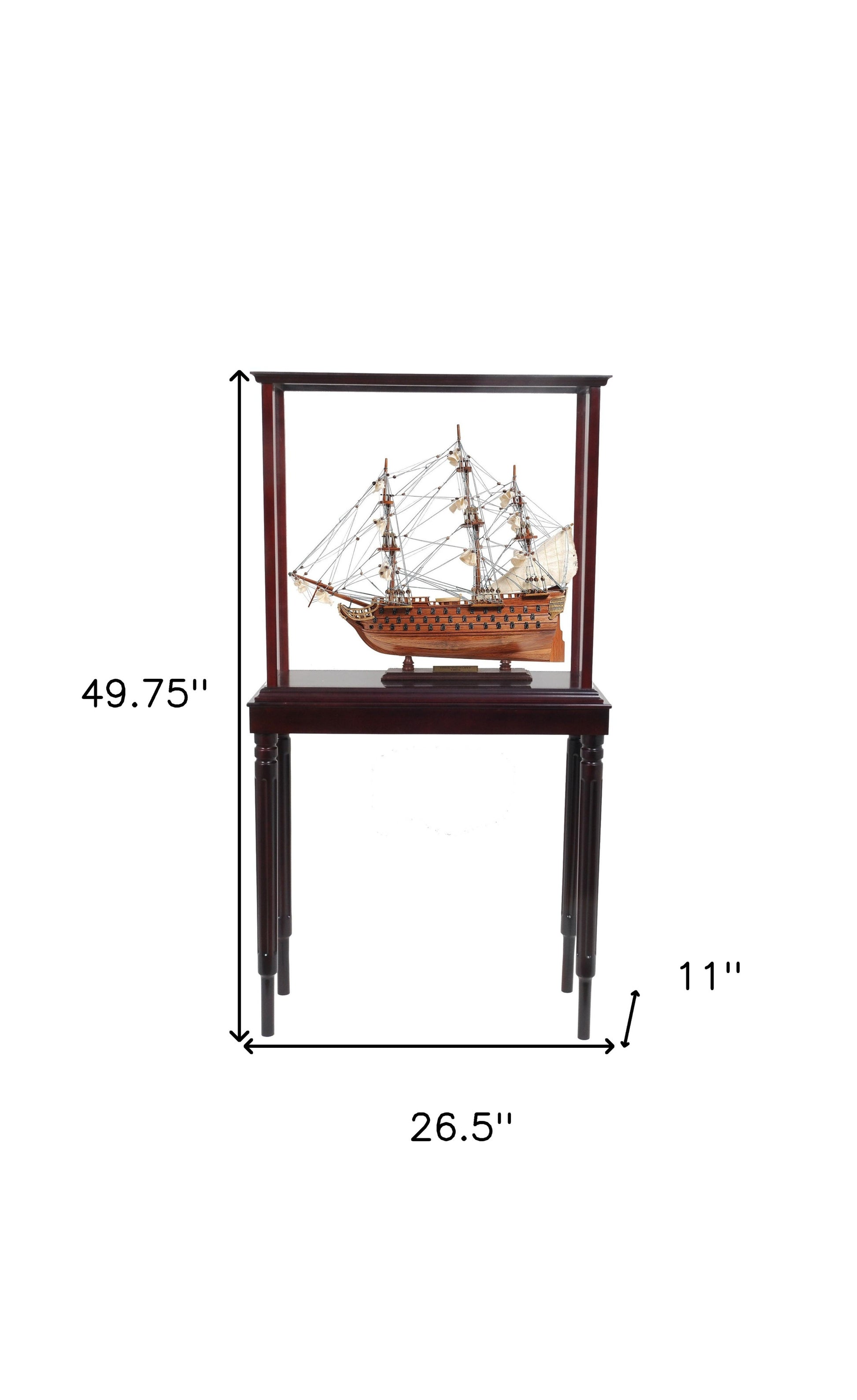 50" Wood Brown HMS Victory Hand Painted Boat with Case-Sculptures-DECOROLALA