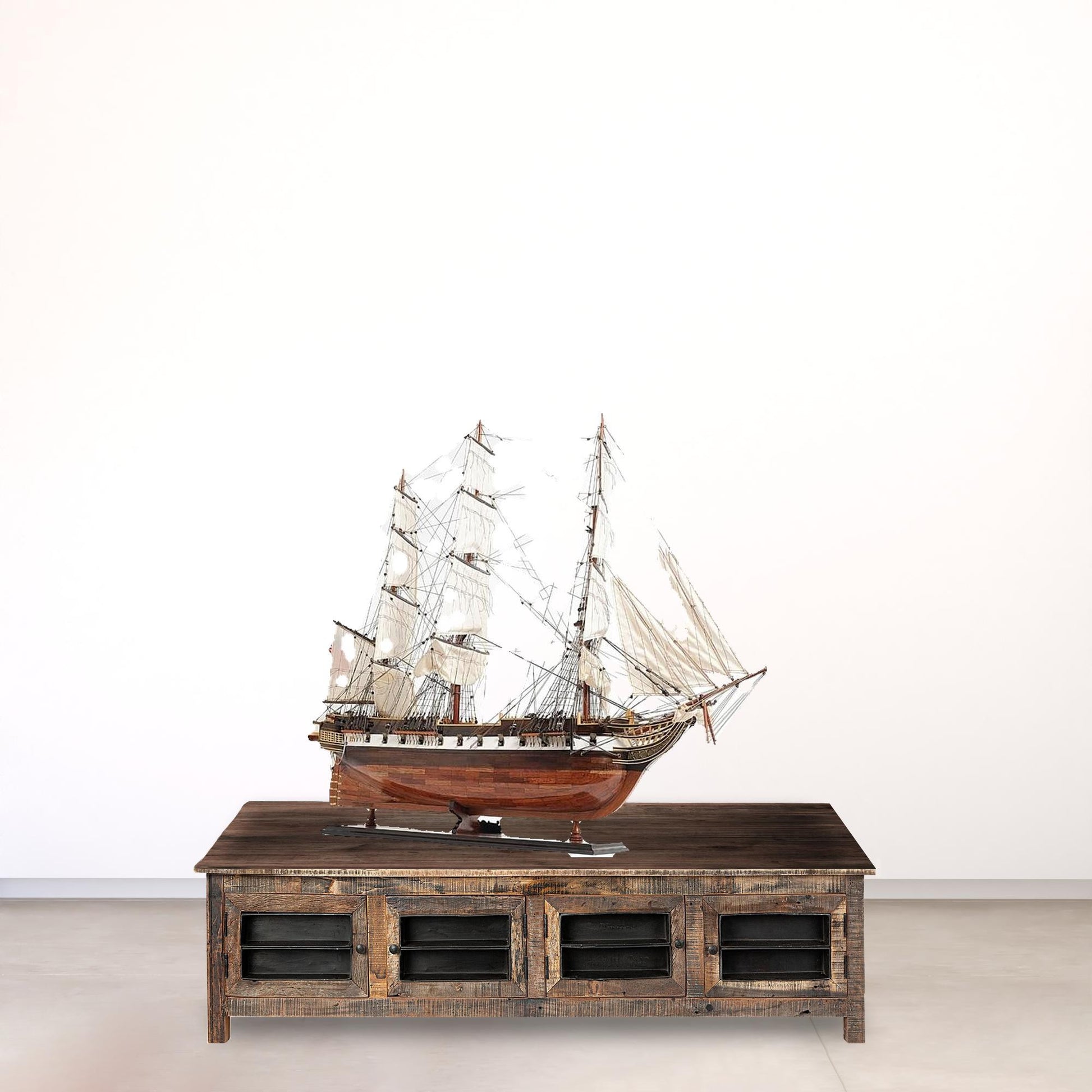 50" Wood Brown Hand Painted Sculpture-Sculptures-DECOROLALA