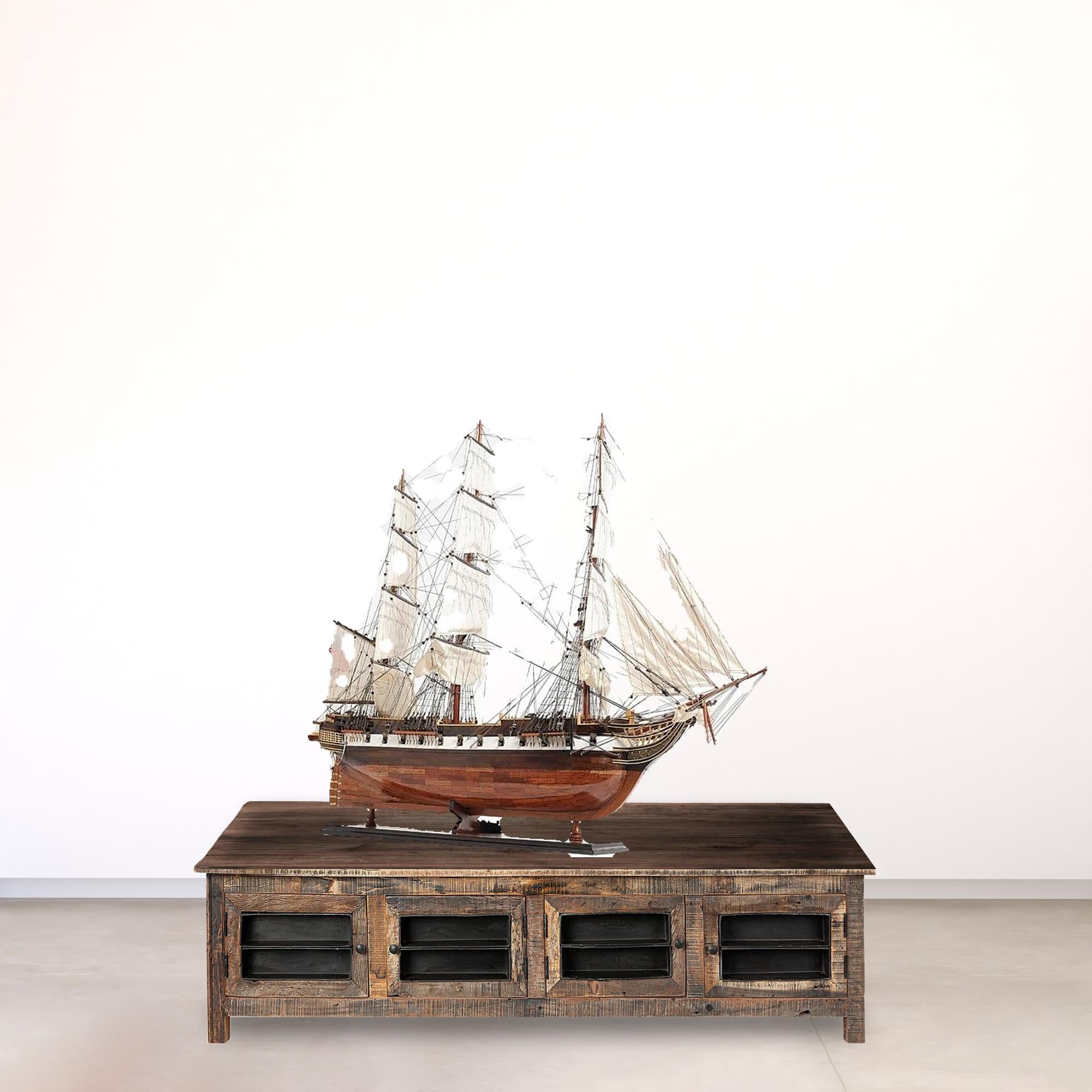 50" Wood Brown Hand Painted Sculpture-Sculptures-DECOROLALA