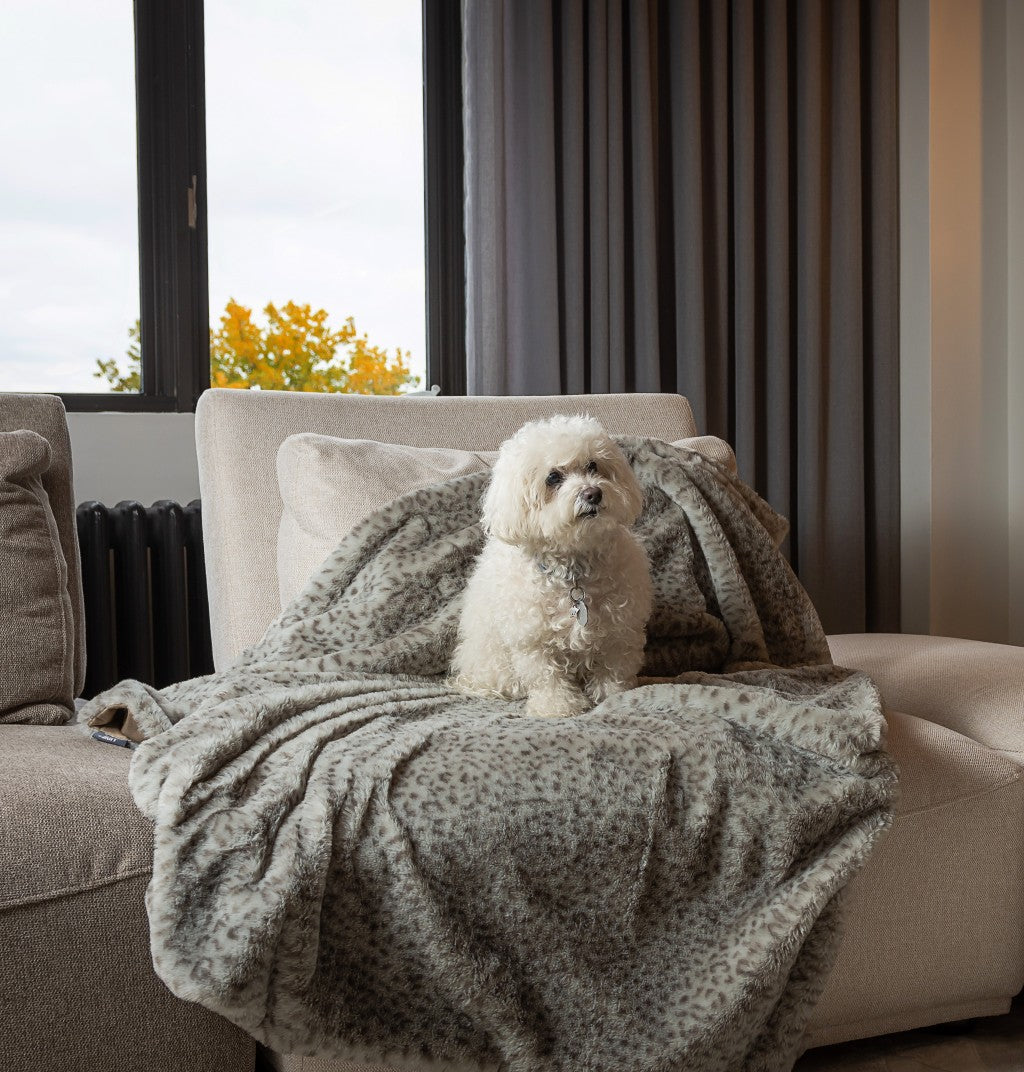 50" X 60" Brown and Taupe Faux Fur Animal Print Plush Throw Blanket-Throws & Blankets-DECOROLALA