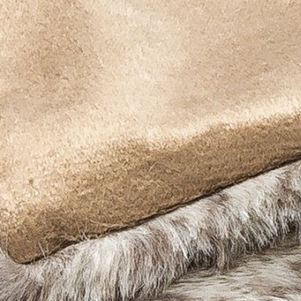 50" X 60" Brown and Taupe Faux Fur Animal Print Plush Throw Blanket-Throws & Blankets-DECOROLALA