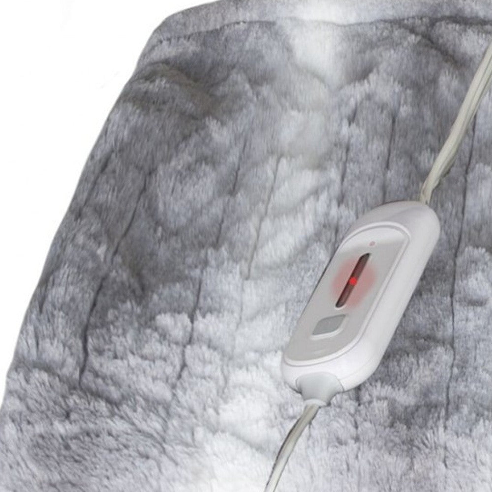 50" X 60" Gray And White Heated Electric Striped Throw Blanket-Throws & Blankets-DECOROLALA