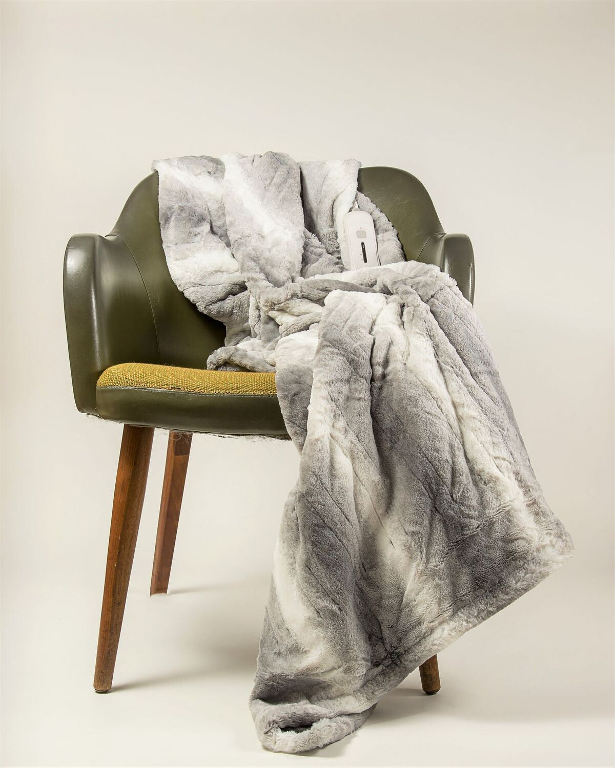 50" X 60" Gray And White Heated Electric Striped Throw Blanket-Throws & Blankets-DECOROLALA