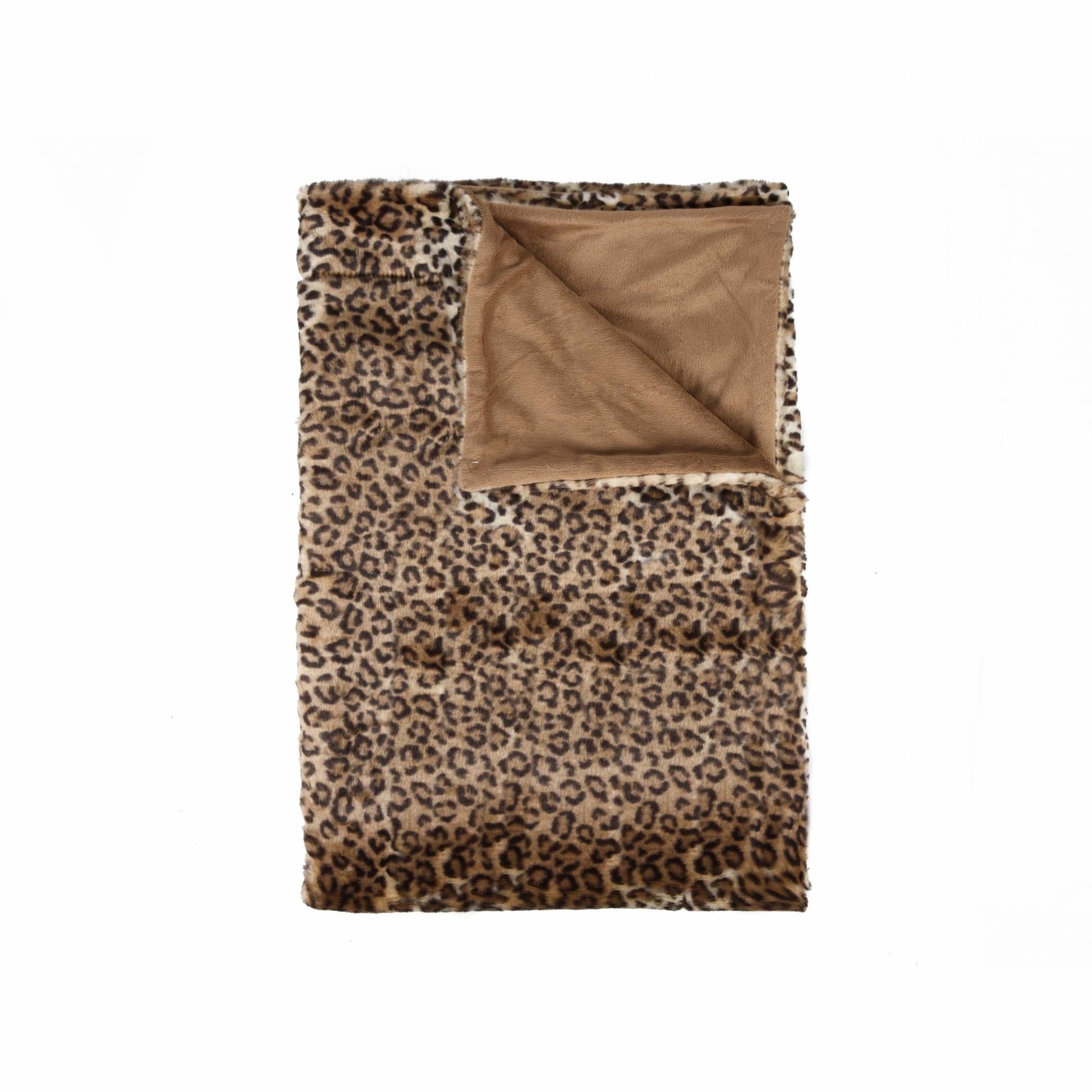 50" X 70" Brown and Black Faux Fur Leopard Plush Throw Blanket-Throws & Blankets-DECOROLALA