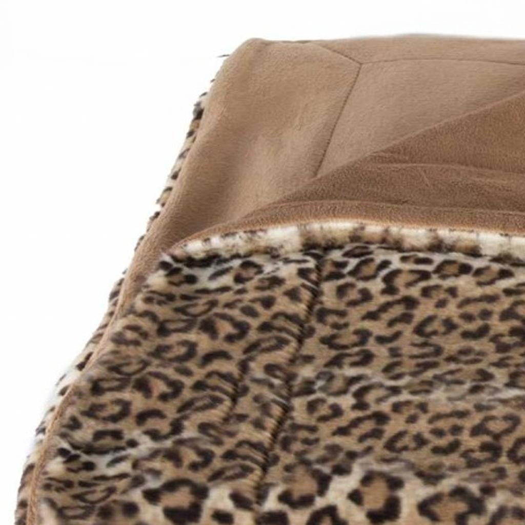 50" X 70" Brown and Black Faux Fur Leopard Plush Throw Blanket-Throws & Blankets-DECOROLALA