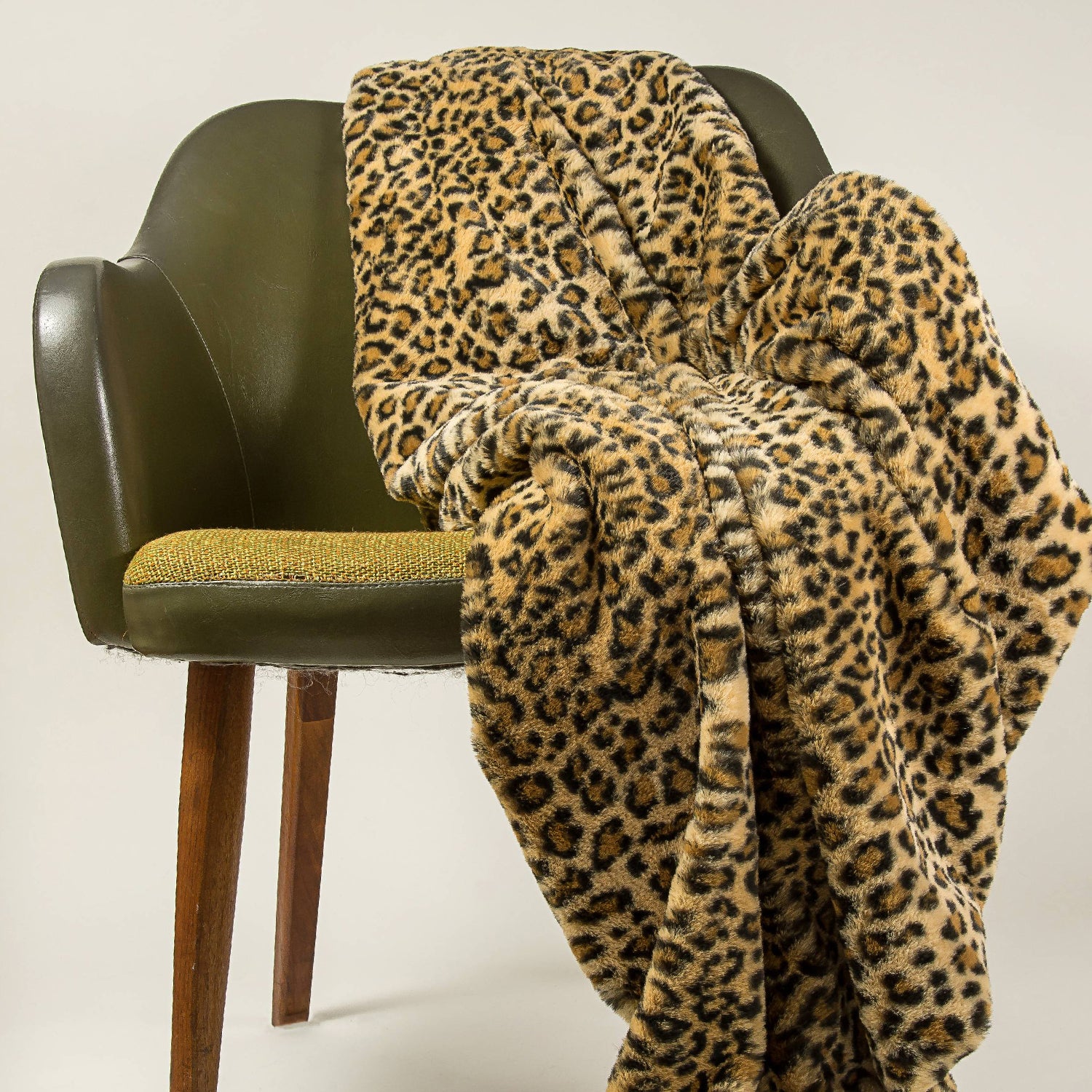 50" X 70" Brown and Black Faux Fur Leopard Plush Throw Blanket-Throws & Blankets-DECOROLALA