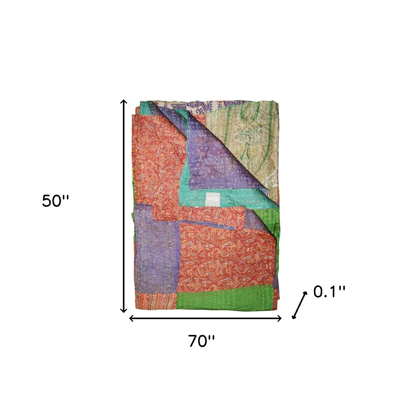 50" X 70" Burgundy and Brown Quilted Cotton Patchwork Throw Blanket with Embroidery-Throws & Blankets-DECOROLALA