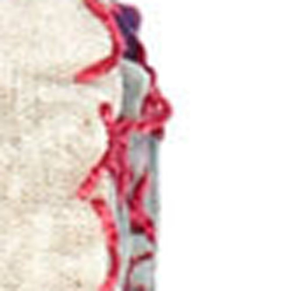 50" X 70" Gray and Pink Kantha Cotton Floral Throw Blanket with Embroidery-Throws & Blankets-DECOROLALA