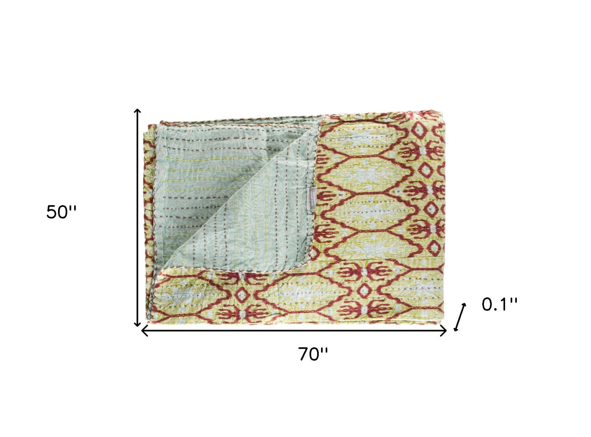 50" X 70" Gray and Pink Kantha Cotton Floral Throw Blanket with Embroidery-Throws & Blankets-DECOROLALA