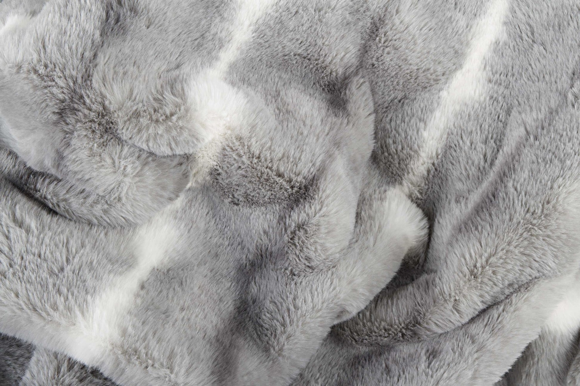 50" X 70" Gray and White Faux Fur Striped Plush Throw Blanket-Throws & Blankets-DECOROLALA
