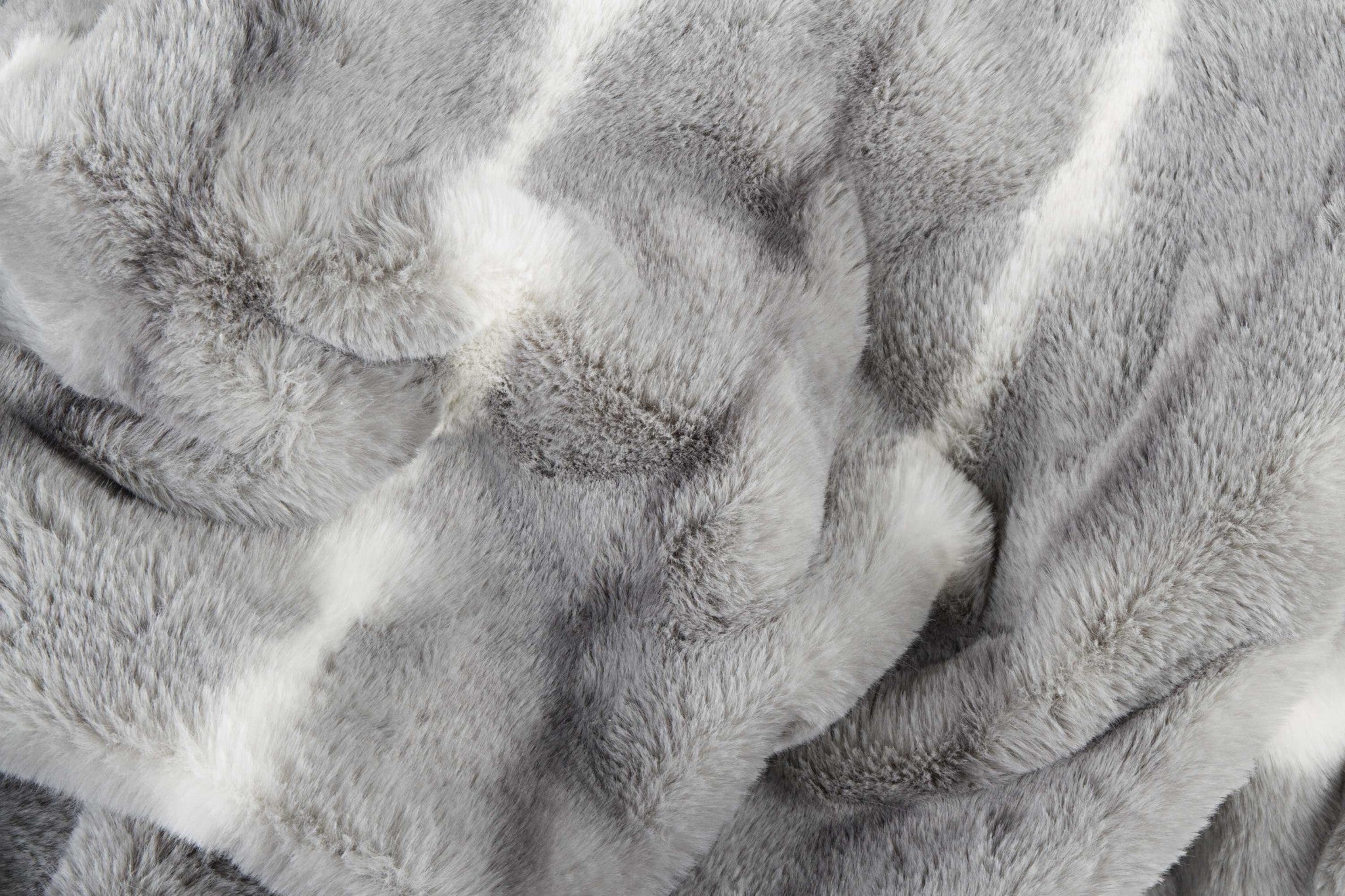 50" X 70" Gray and White Faux Fur Striped Plush Throw Blanket-Throws & Blankets-DECOROLALA