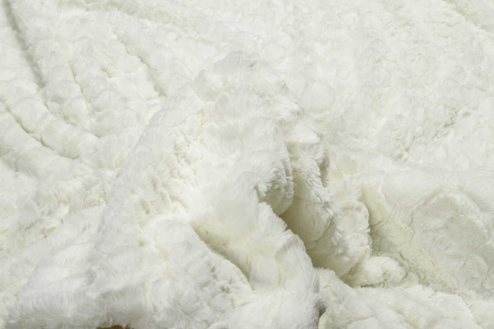 50" X 70" Ivory Faux Fur Plush Throw Blanket with Embroidery-Throws & Blankets-DECOROLALA