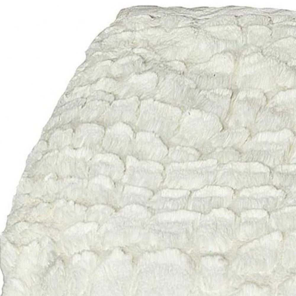 50" X 70" Ivory Faux Fur Plush Throw Blanket with Embroidery-Throws & Blankets-DECOROLALA