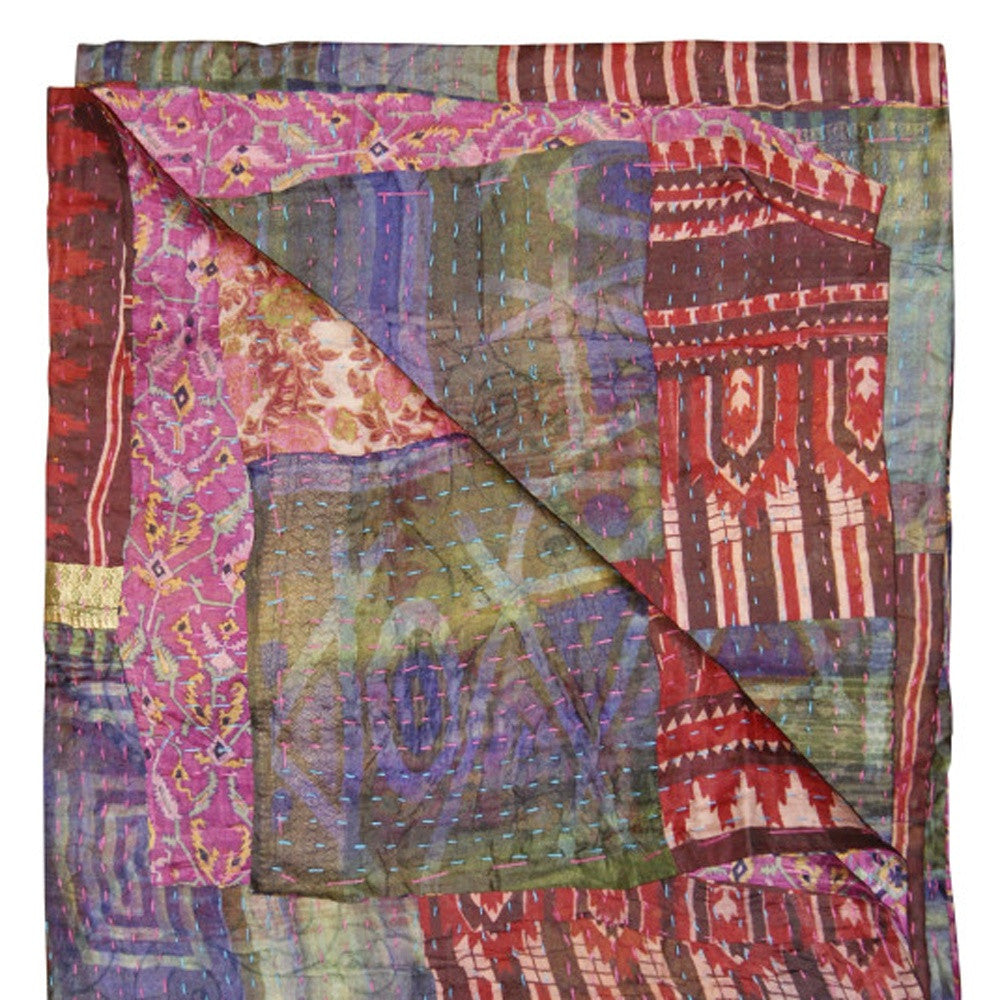 50" X 70" Silk Multicolor Throws-Throws & Blankets-DECOROLALA
