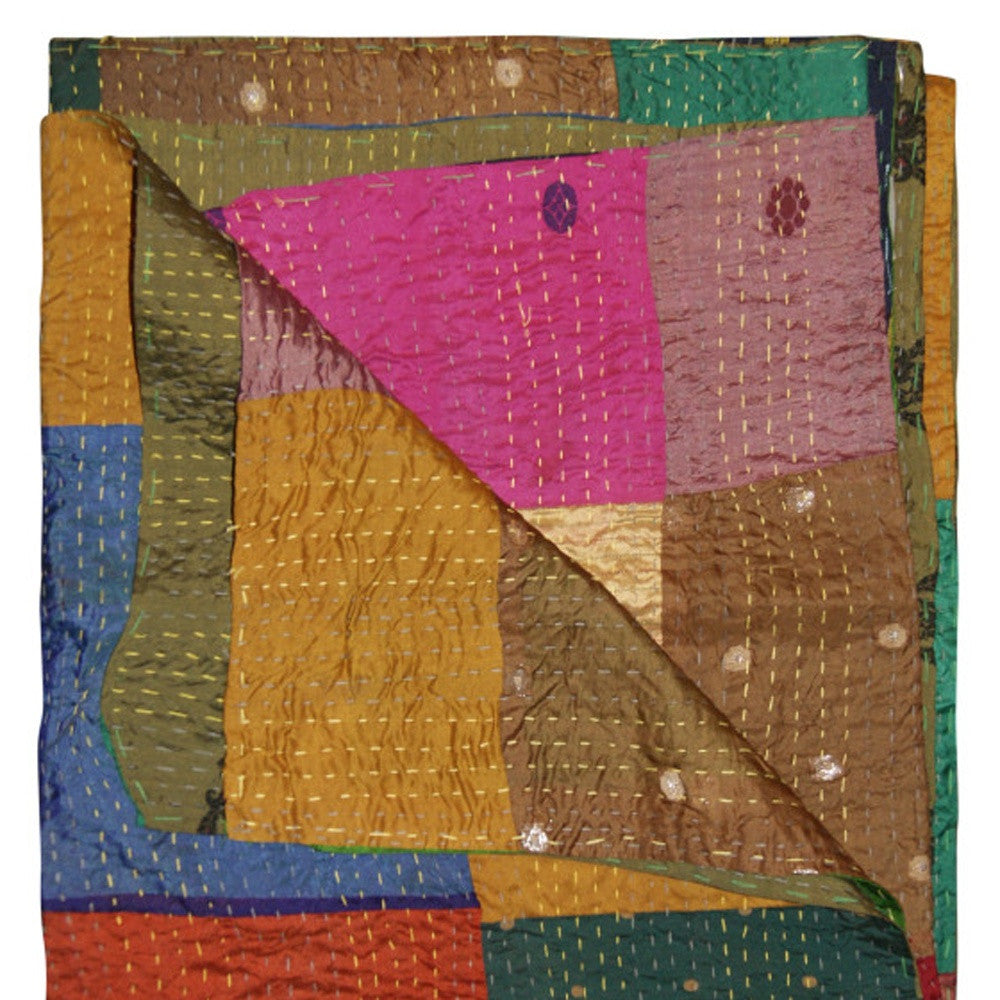 50" X 70" Silk Multicolor Throws-Throws & Blankets-DECOROLALA