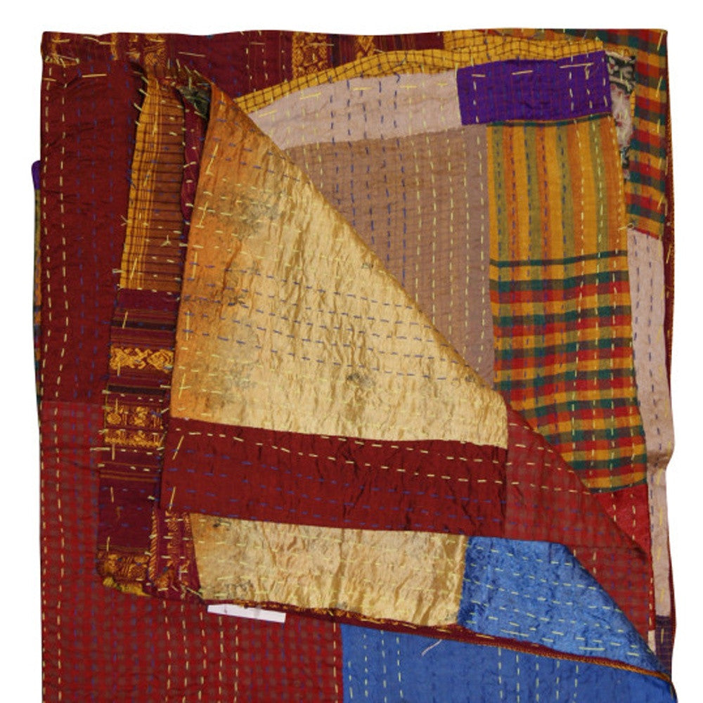 50" X 70" Silk Multicolor Throws-Throws & Blankets-DECOROLALA
