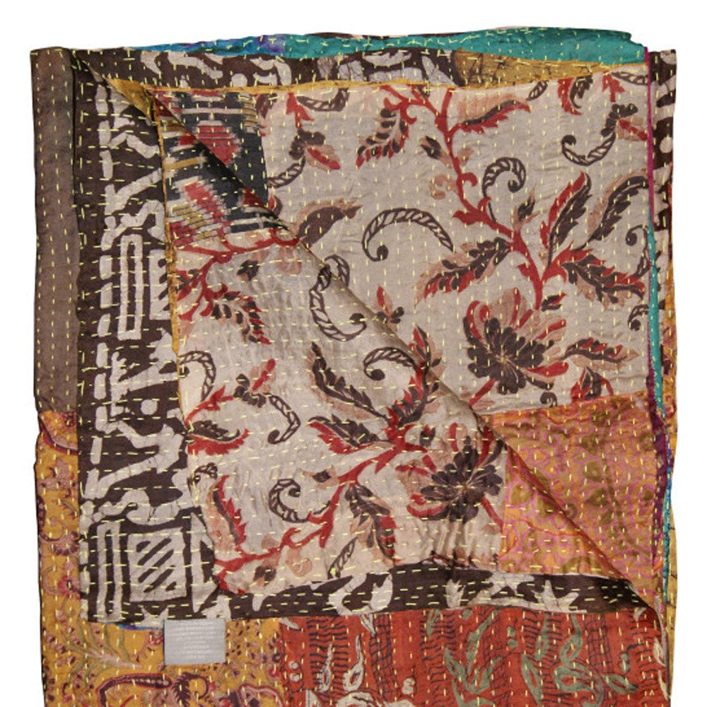 50" X 70" Silk Multicolor Throws-Throws & Blankets-DECOROLALA