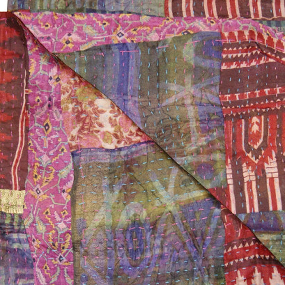 50" X 70" Silk Multicolor Throws-Throws & Blankets-DECOROLALA