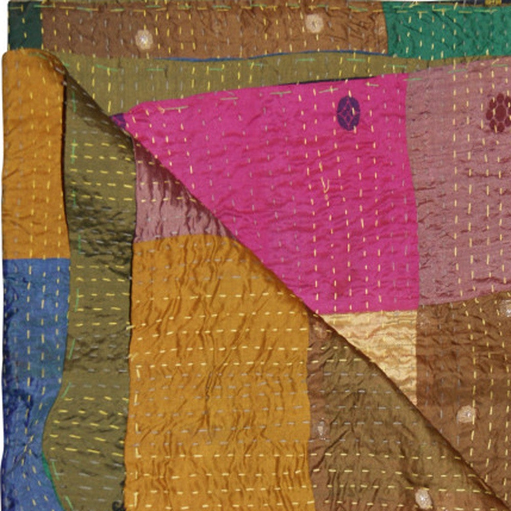50" X 70" Silk Multicolor Throws-Throws & Blankets-DECOROLALA