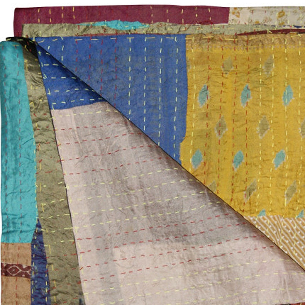50" X 70" Silk Multicolor Throws-Throws & Blankets-DECOROLALA