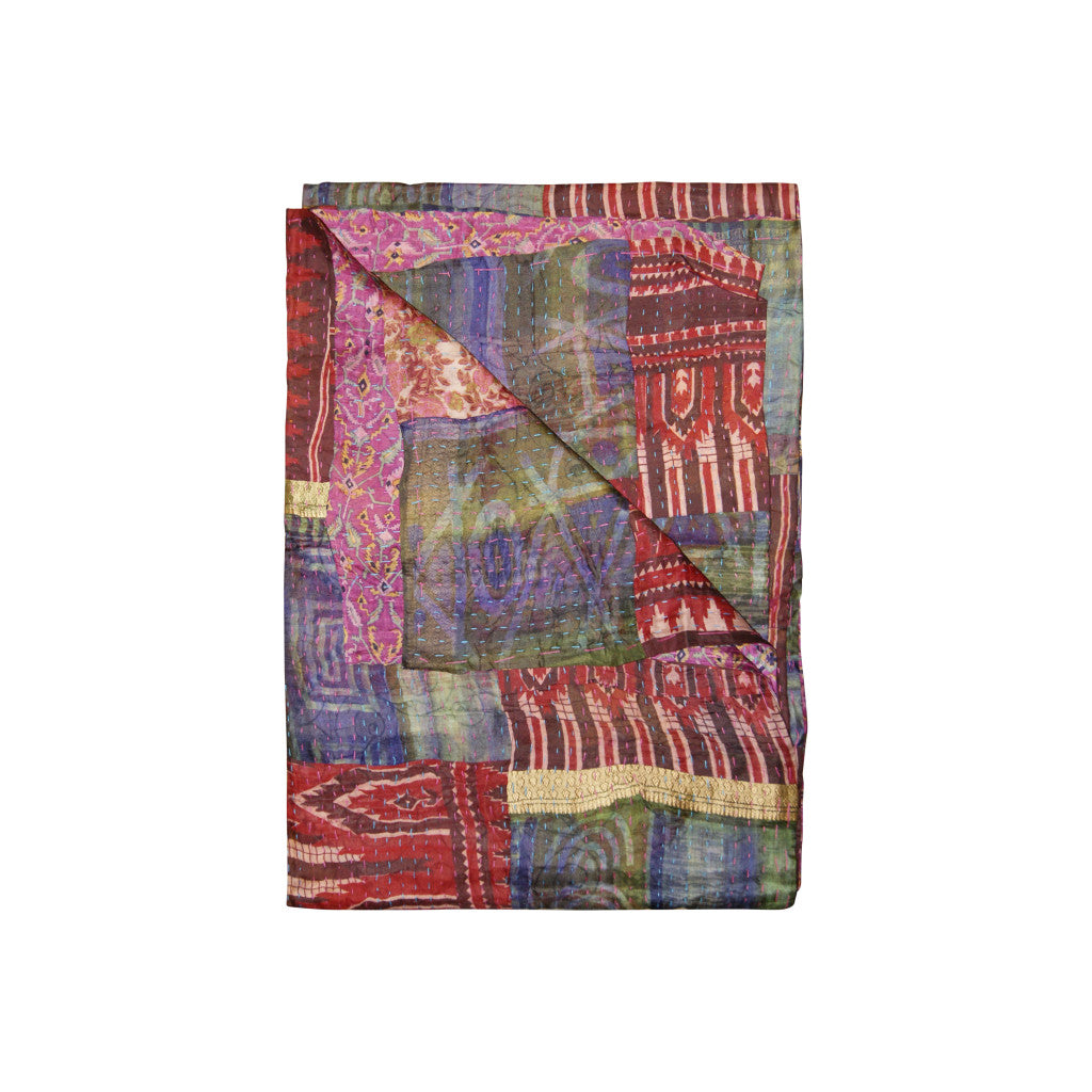 50" X 70" Silk Multicolor Throws-Throws & Blankets-DECOROLALA