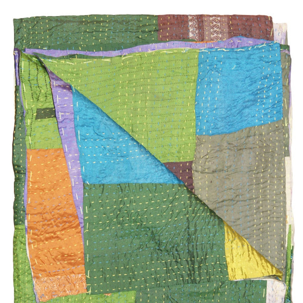 50" X 70" Silk Multicolor Throws-Throws & Blankets-DECOROLALA
