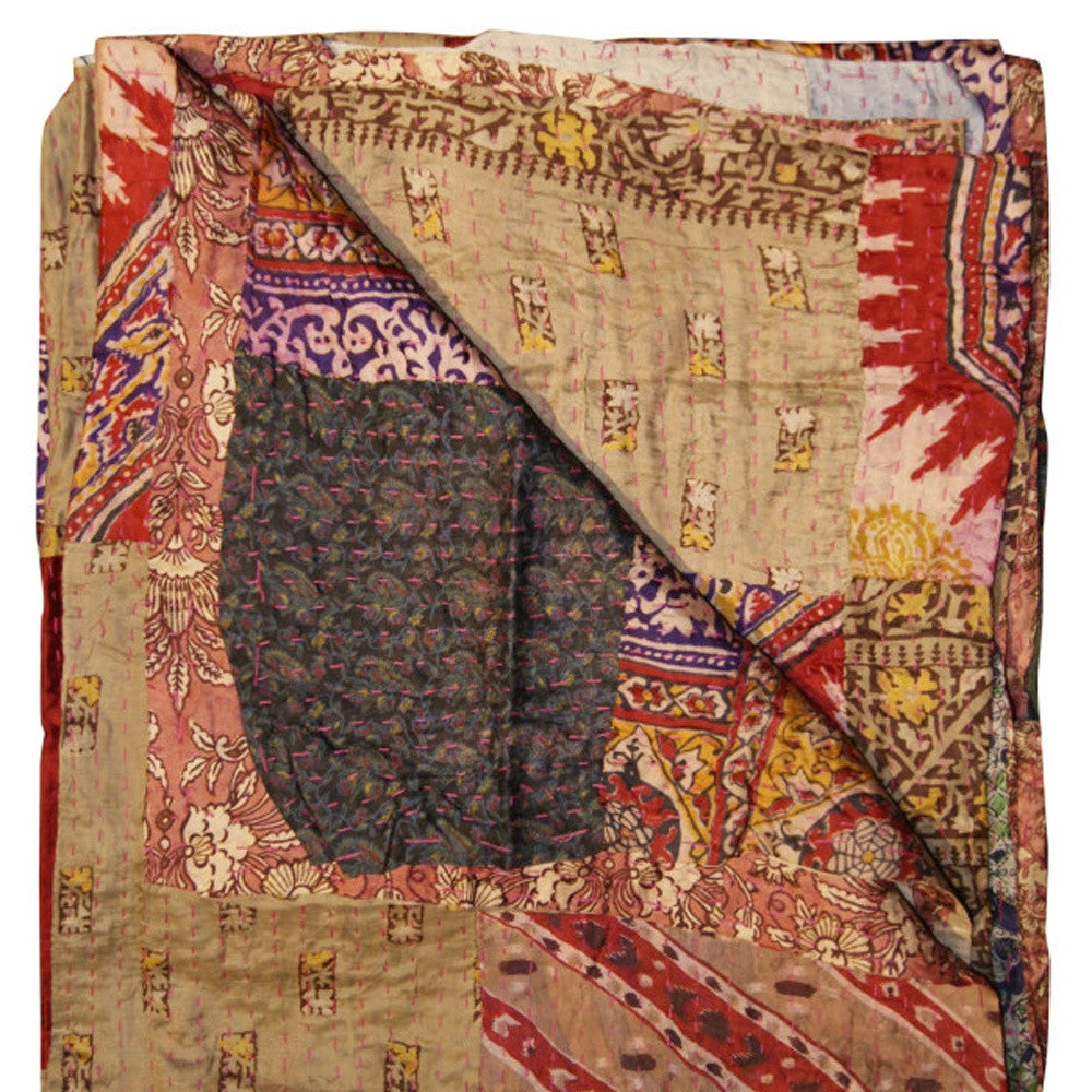 50" X 70" Silk Multicolor Throws-Throws & Blankets-DECOROLALA