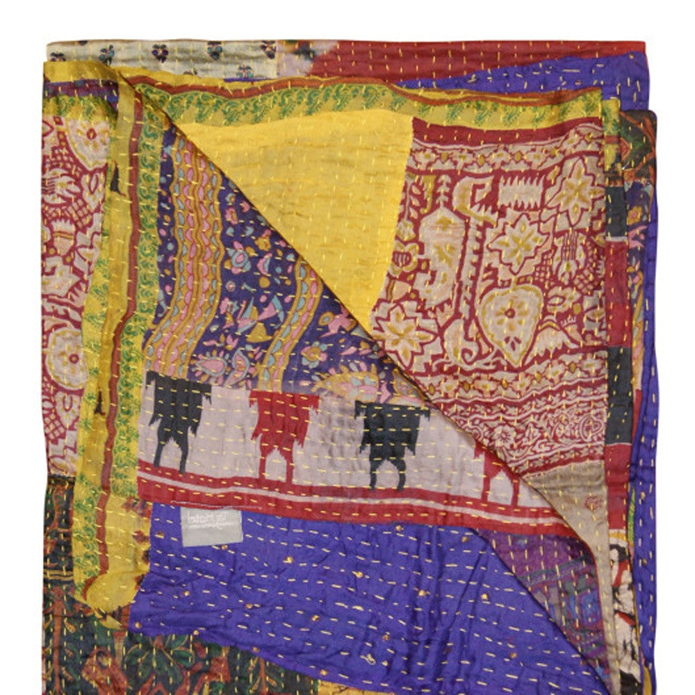 50" X 70" Silk Multicolor Throws-Throws & Blankets-DECOROLALA