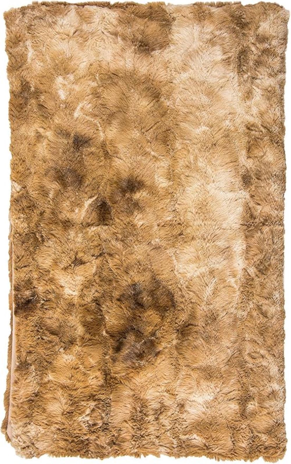 50" X 70" Taupe and Ivory Faux Fur Plush Throw Blanket-Throws & Blankets-DECOROLALA