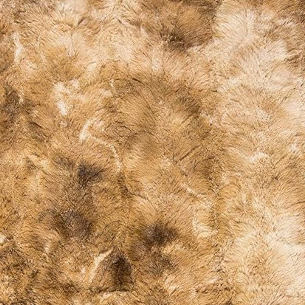 50" X 70" Taupe and Ivory Faux Fur Plush Throw Blanket-Throws & Blankets-DECOROLALA