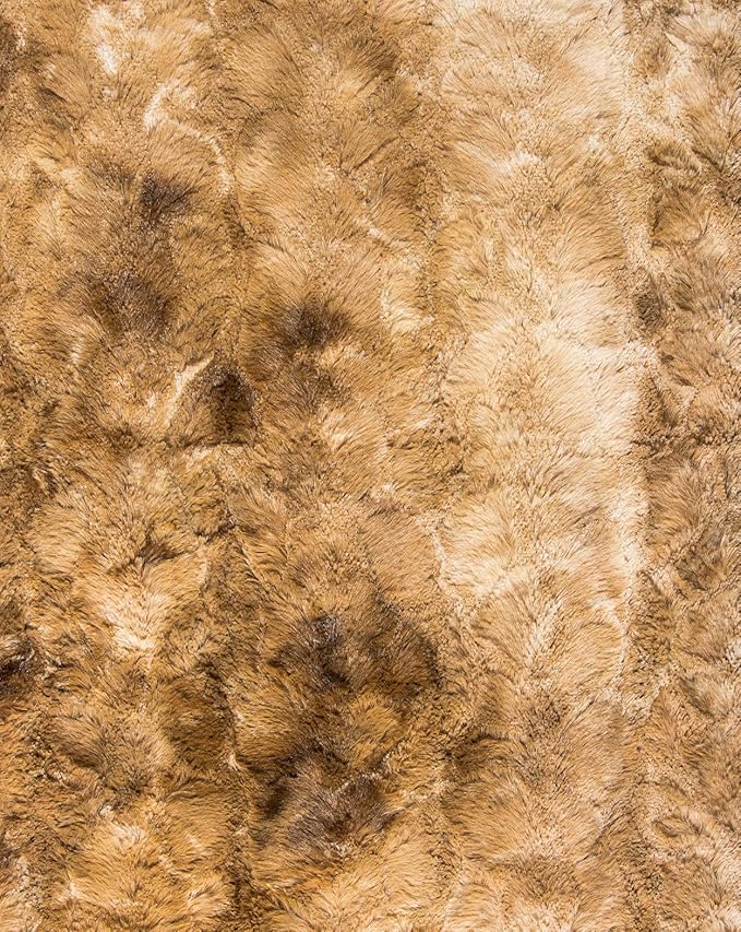 50" X 70" Taupe and Ivory Faux Fur Plush Throw Blanket-Throws & Blankets-DECOROLALA