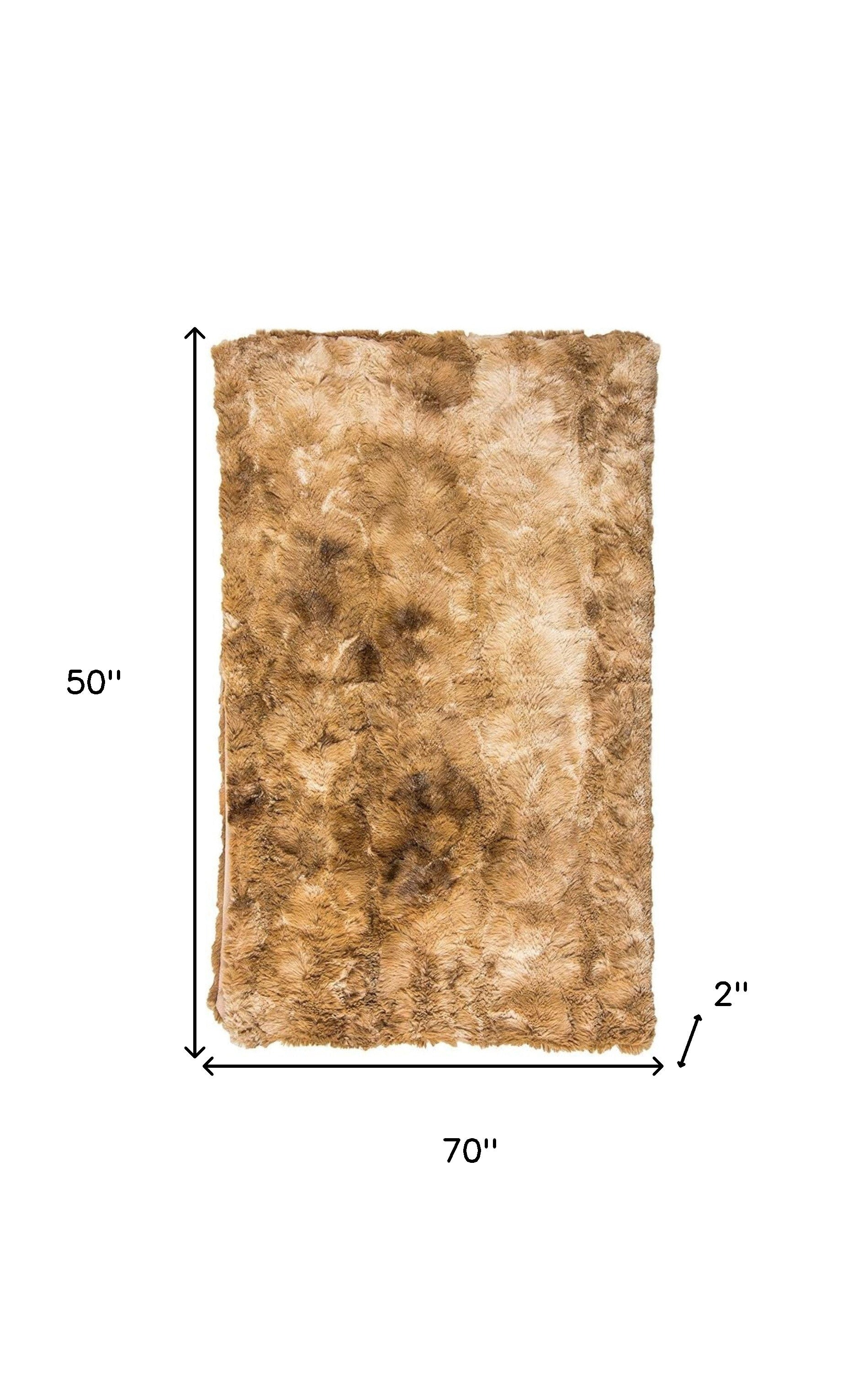 50" X 70" Taupe and Ivory Faux Fur Plush Throw Blanket-Throws & Blankets-DECOROLALA