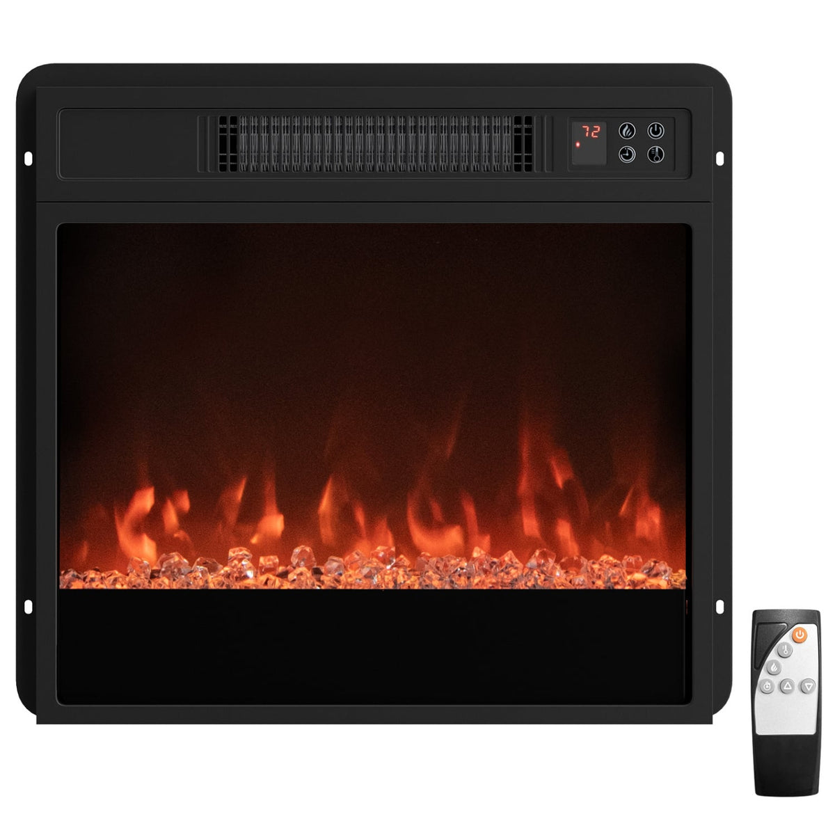 5000 BTU 18-Inch Electric Fireplace Insert with Remote Control and Brightness-Black-Fireplaces-DECOROLALA