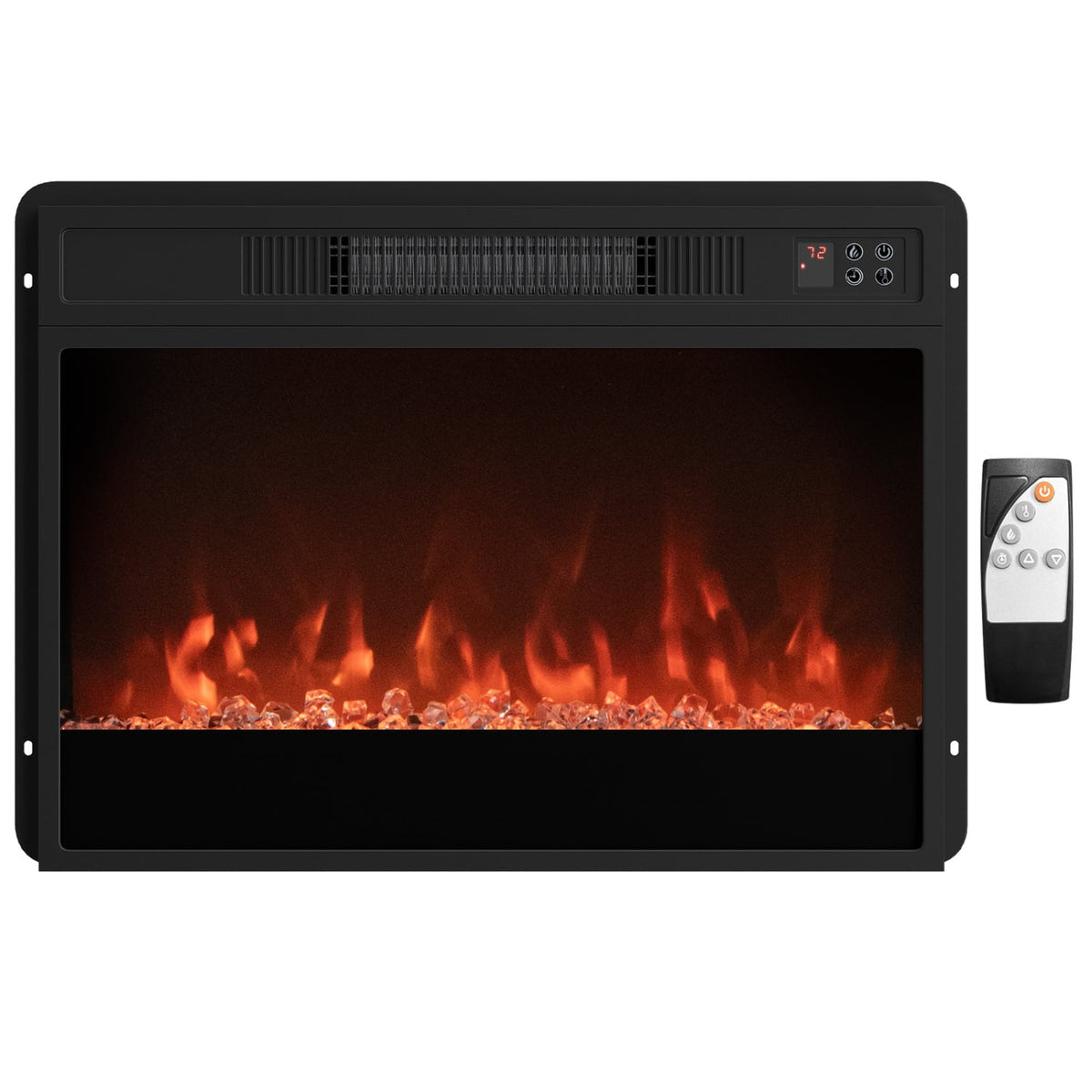 5000 BTU 23-Inch Electric Fireplace Insert with Remote Control and Brightness-Black-Fireplaces-DECOROLALA